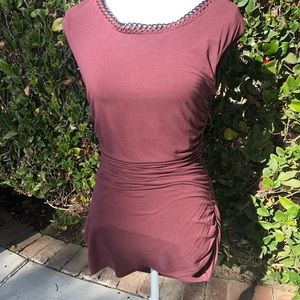 Stylish & cool leather, chain embellished t-shirt